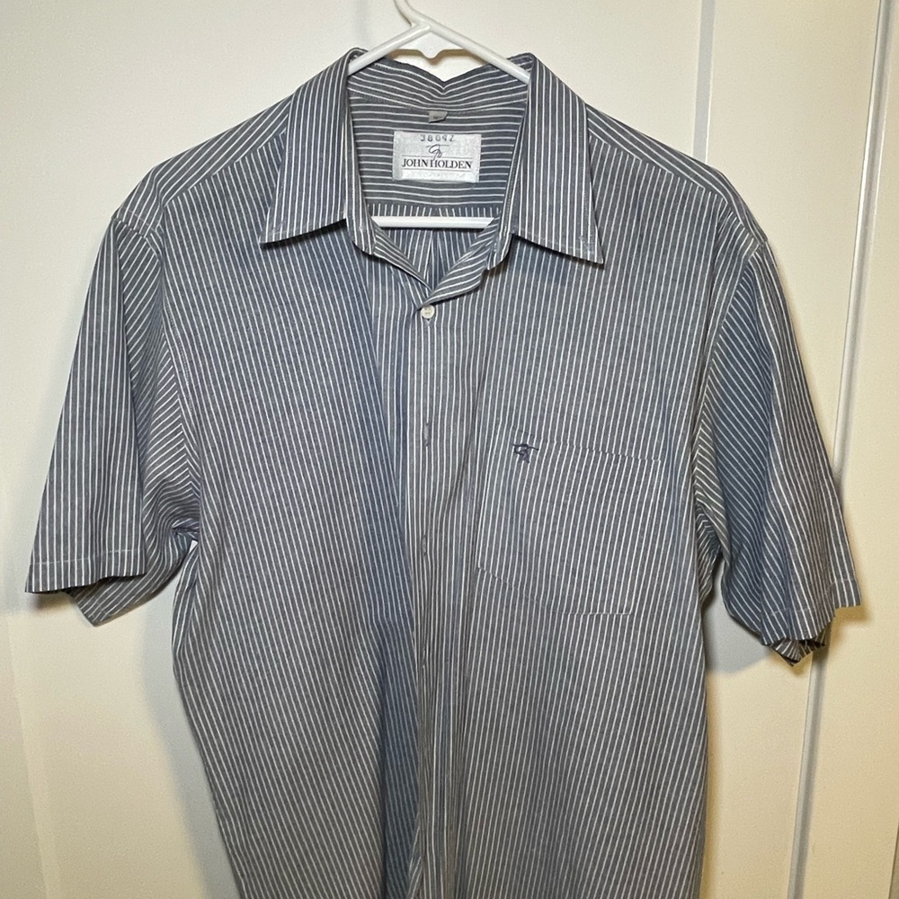 Holden Navy and White Striped Casual Shirt